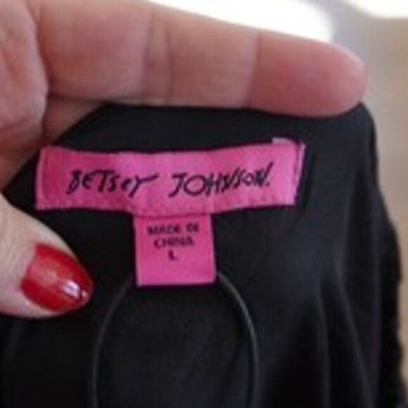 NEW Betsey Johnson Velvet Star Burnout Party Mini Dress Black Womens Size Large - Picture 3 of 12